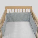 Protector para cuna de 60x120cm Praliné Vichy/rayas matcha - Imagen 4