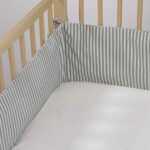 Protector para cuna de 60x120cm Praliné Vichy/rayas matcha - Imagen 5