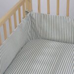 Protector para cuna de 60x120cm Praliné Vichy/rayas matcha - Imagen 6