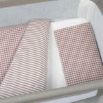 Edredón+bajera+almohada minicuna 90x50cm Praliné Vichy/rayas moka - Imagen 6