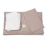Edredón+bajera+almohada minicuna 90x50cm Praliné Vichy/rayas moka - Imagen 12