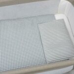 Edredón+bajera+almohada minicuna 90x50cm Praliné Vichy/rayas matcha