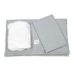 Edredón+bajera+almohada minicuna 90x50cm Praliné Vichy/rayas matcha - Imagen 11