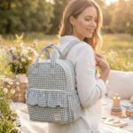 Mochila maternal Praliné Vichy matcha - Imagen 2