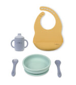 Set de alimentación 5 piezas mist blue+mustard