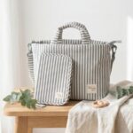 Bolso Canastilla Praliné Rayas matcha - Imagen 2