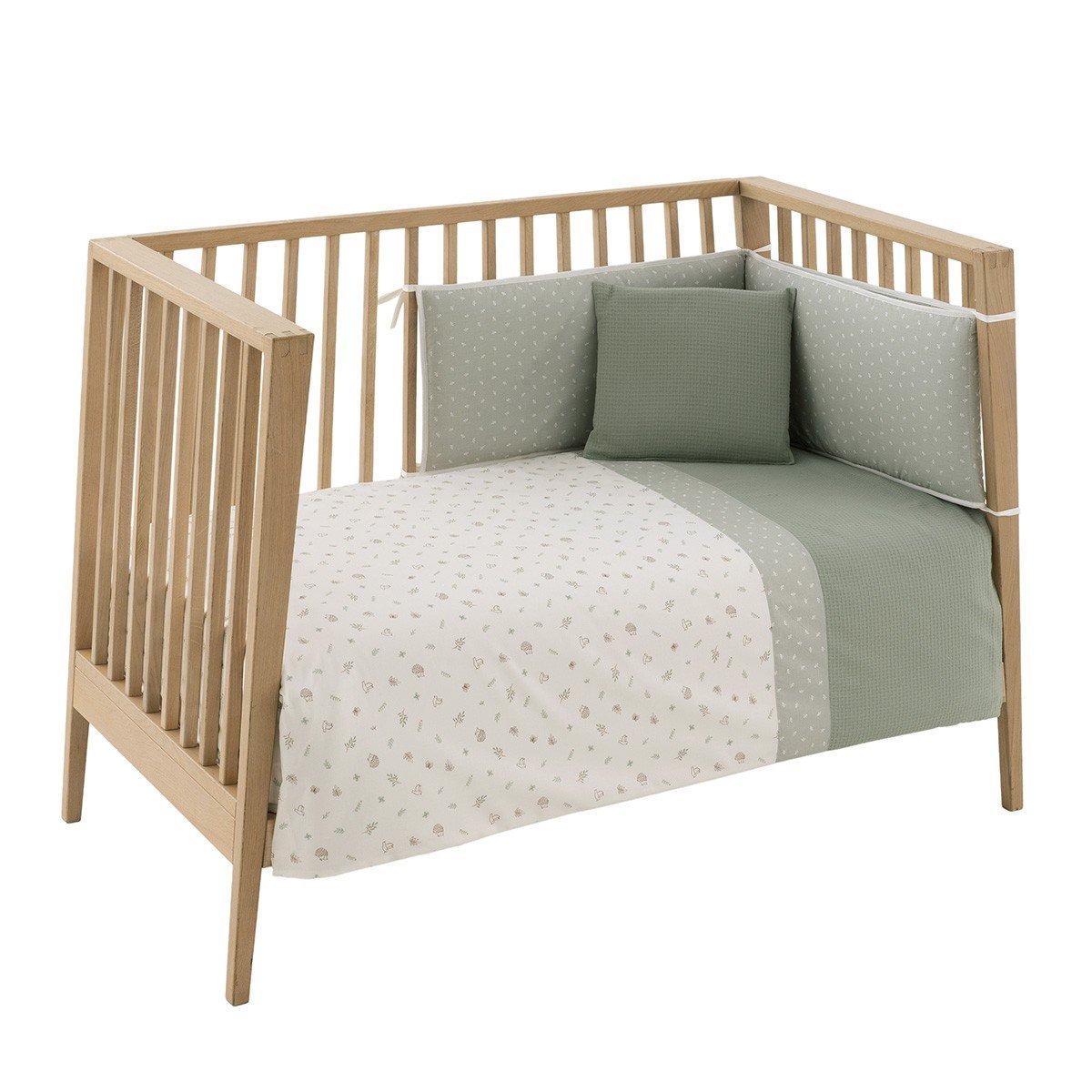 imgi_16_jgo-2-pcsfnordica-cuna-60-calma-verde-100x140x3-cm Funda nórdica con protector para cuna de 60 Calma verde - Imagen 1