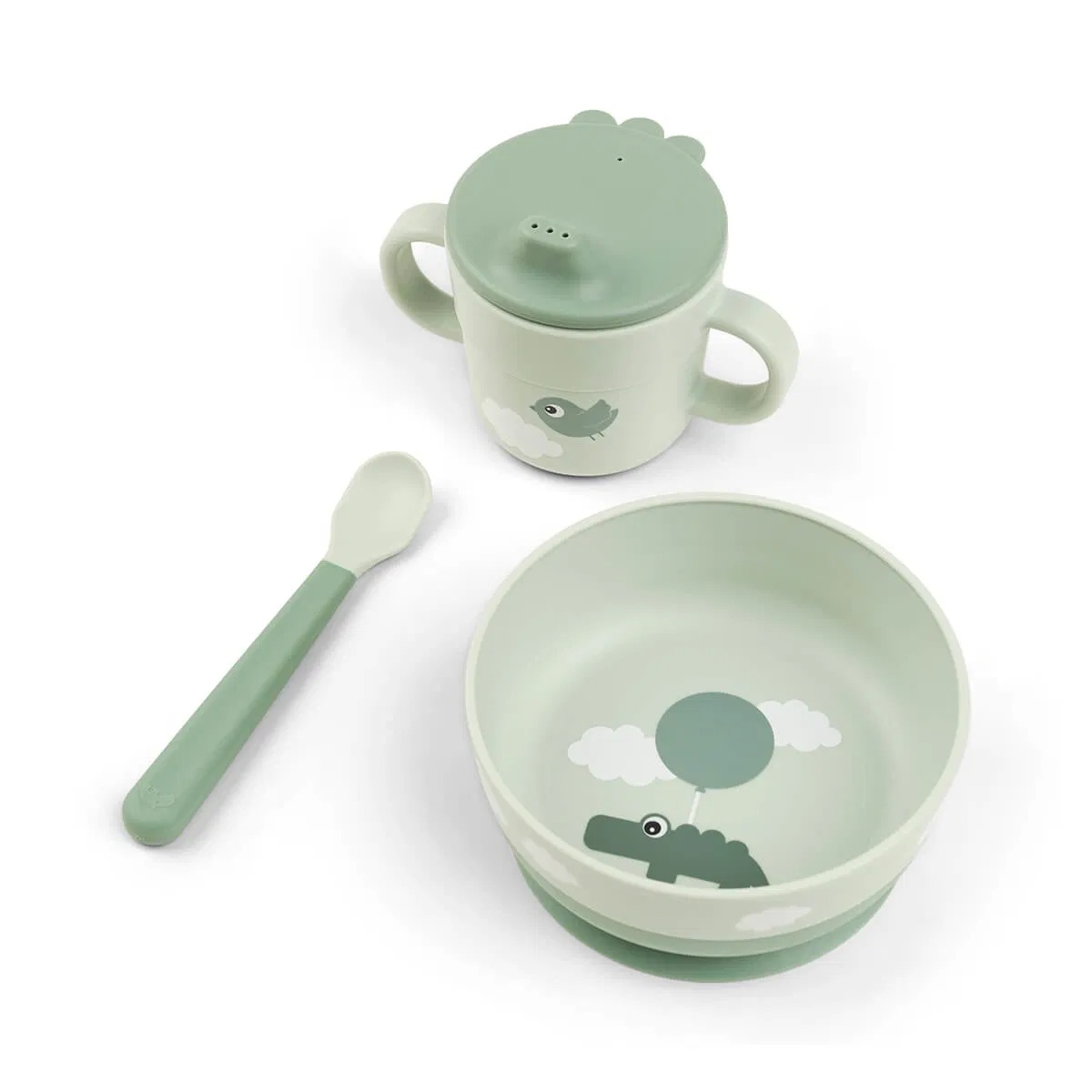imgi_56_1596513 Vajilla infantil Happy Clouds Verde - Imagen 1