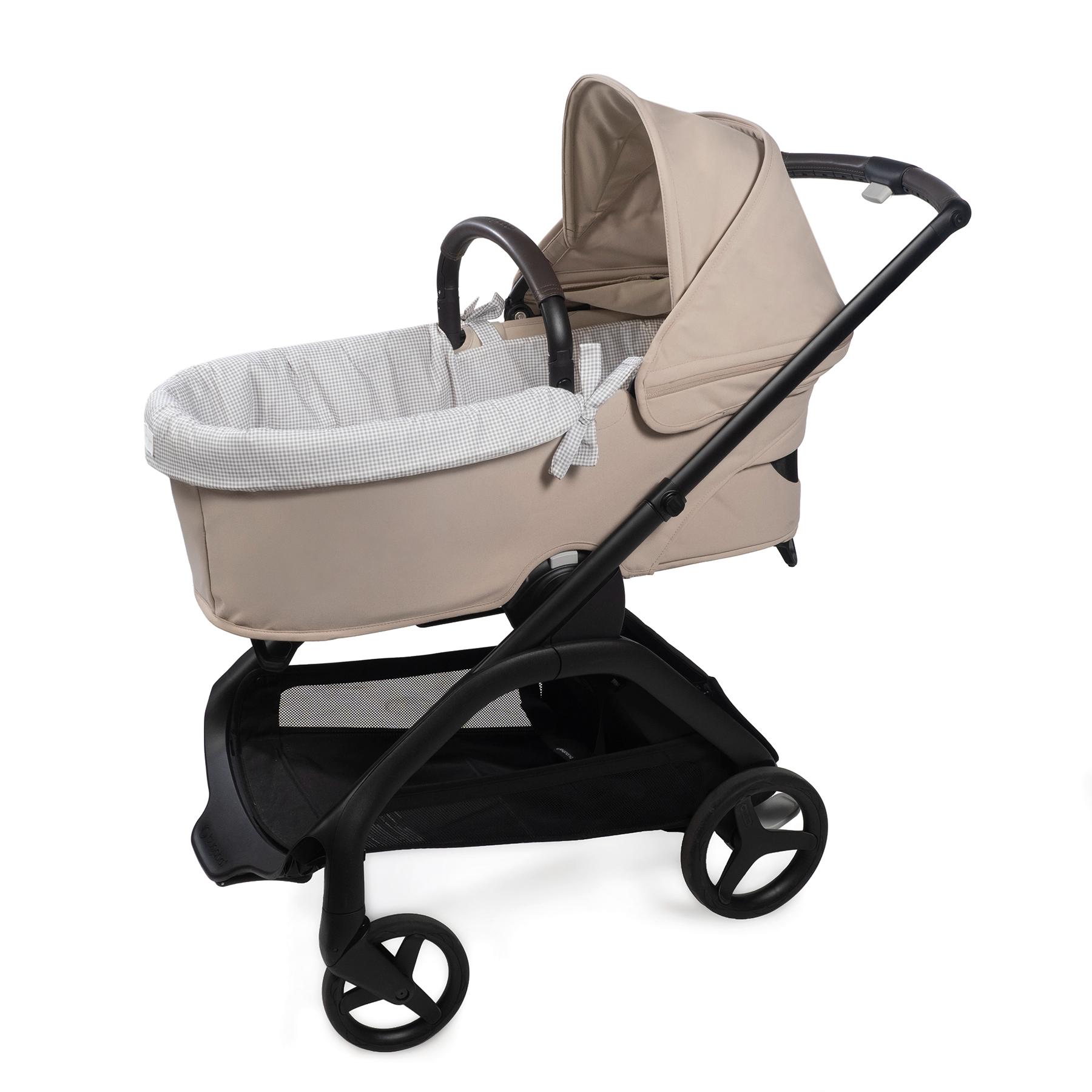 1120900625_a Cubre Cuco Dual y Sábana Ajustable Little Bloom Vichy Gris - Imagen 1
