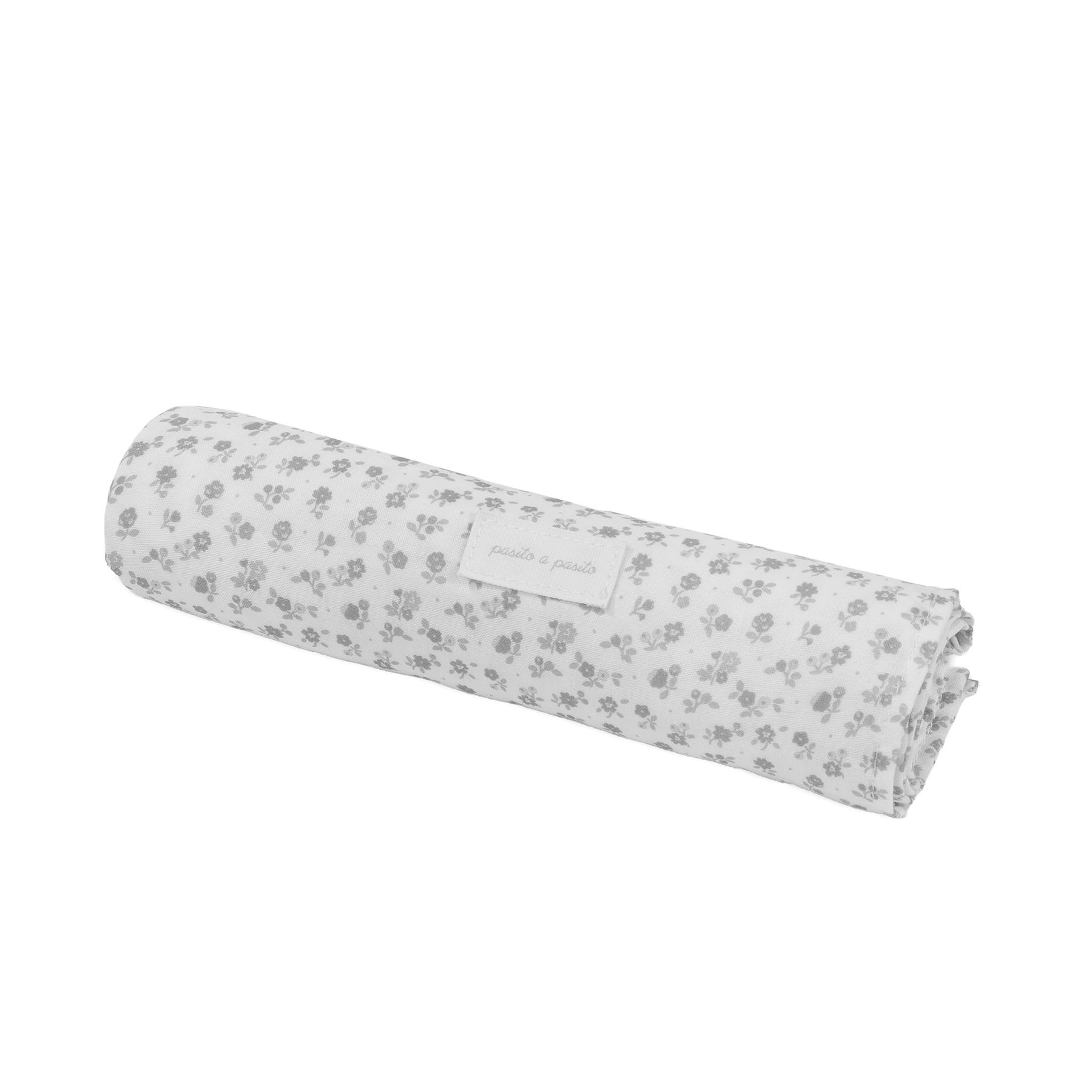 1120900628_a Sábana Ajustable para Cuco + Muselina Little Bloom Flor Gris - Imagen 1