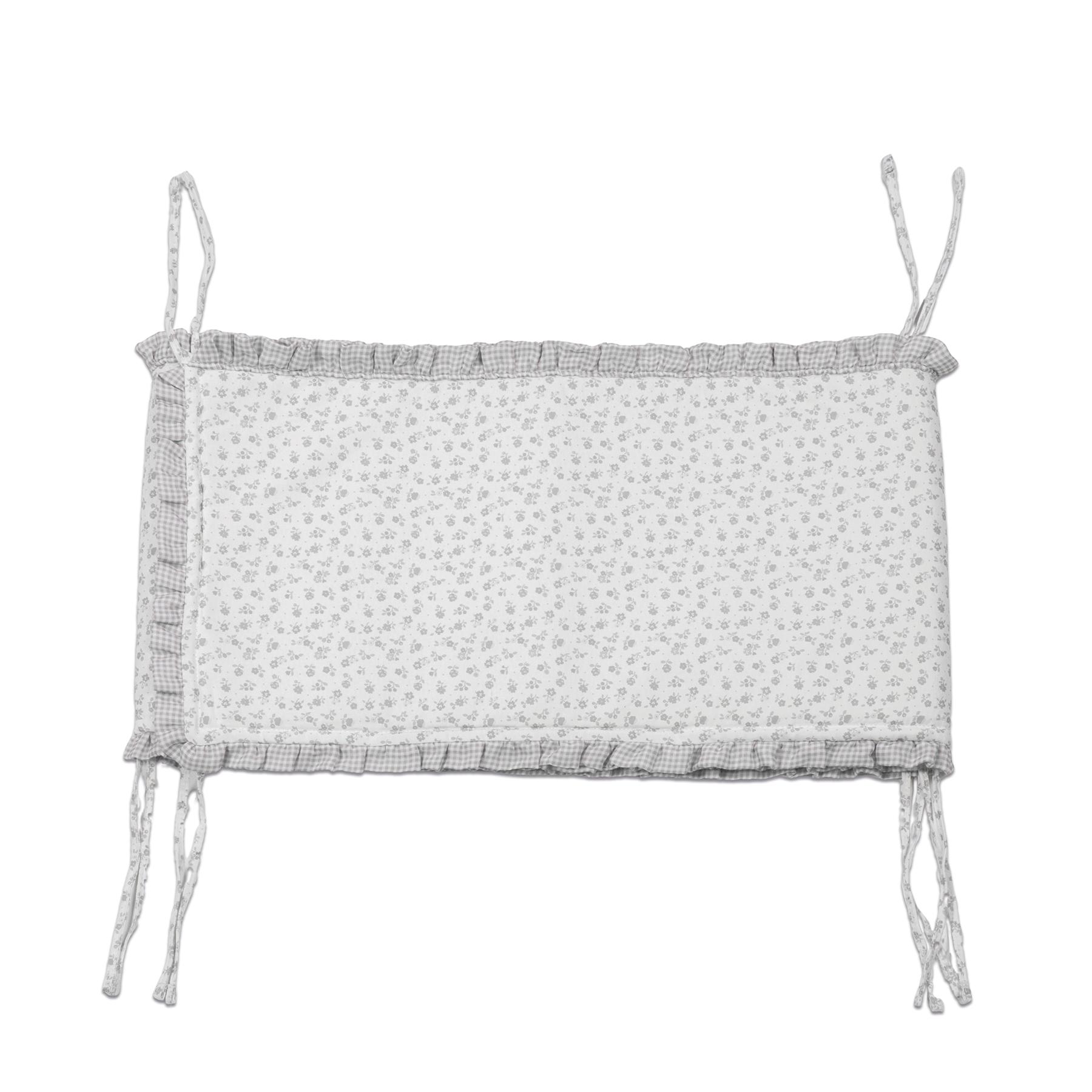 1120900638_a Protector de Cuna (Chichonera) 120x60 cm Little Bloom Flor Gris - Imagen 1