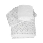 Edredón con sábana bajera y Almohada Little Bloom Flor Gris para minicuna