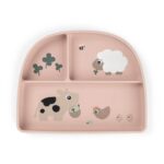 Plato con tres compartimentos Tiny Farm Rosa