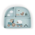 Plato con tres compartimentos Tiny Farm Azul