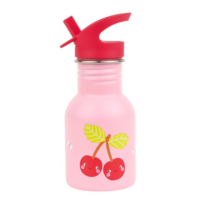 imgi_104_DBSMHC111-LR-1-Little-stainless-steel-drink-bottle-Happy-cherries Botella Infantil de Acero Inoxidable Mini Cerezas - A Little Lovely Company - Imagen 1