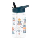 Botella Infantil de Tritán con Pajita Robots - A Little Lovely Company
