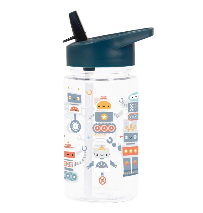 imgi_122_DBROBU95-LR-1-Drink-bottle-Robots Botella Infantil de Tritán con Pajita Robots - A Little Lovely Company - Imagen 1