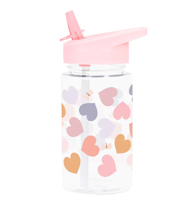 imgi_142_DBHEMU93-LR-1-Drink-bottle-Hearts Botella Infantil de Tritán con Pajita Corazones - A Little Lovely Company - Imagen 1
