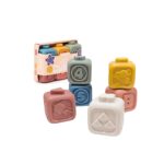 6 Cubos Apilables de Goma Sensoriales de Miniland