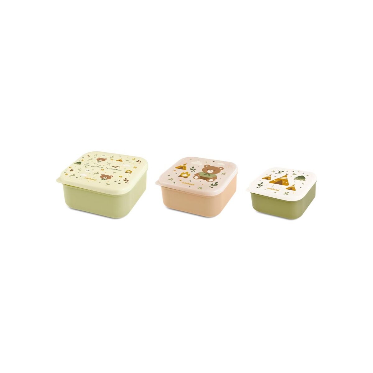 imgi_6_5005089711_1_8554 Set de 3 Fiambreras Infantiles para Snacks Explorer de Miniland - Imagen 1