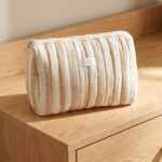 Neceser de Algodón Beige con rayas anchas
