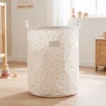 Cesto de Almacenamiento Blanco con flores