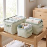 Pack de 3 cestas de almacenaje rayas verde - Imagen 4