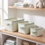 Pack de 3 cestas de almacenaje rayas verde