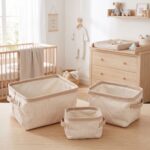 Pack de 3 cestas de almacenaje rayas beige - Imagen 2
