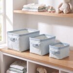Pack de 3 cestas de almacenaje rayas azul