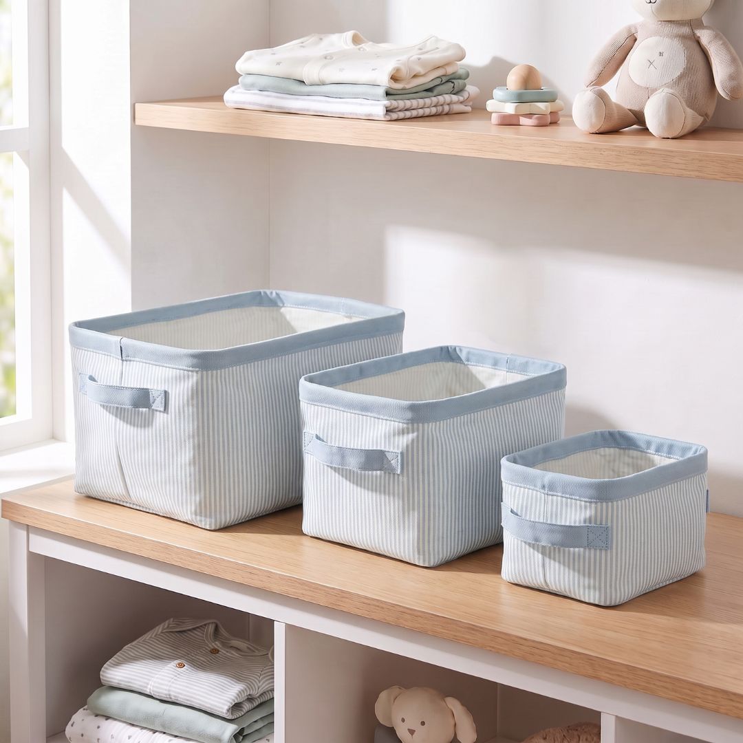 23 Pack de 3 cestas de almacenaje rayas azul - Imagen 1