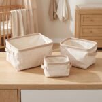 Pack de 3 cestas de almacenaje rayas beige - Imagen 4