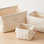 Pack de 3 cestas de almacenaje Crudo con hojas verdes - Imagen 2