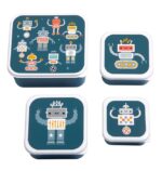 Set de 4 cajitas para alimentos Robots - A little Lovely Company