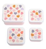 Set de 4 cajitas para alimentos Corazón - A little Lovely Company