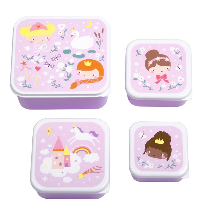 imgi_132_SBSEPR85-LR-1-Lunch-_-snack-box-set-Princesses Set de 4 cajitas para alimentos Princesas - A little Lovely Company - Imagen 1