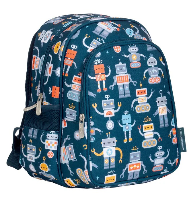 imgi_136_BPROBU90-LR-2-Backpack-Robots Mochila infantil con bolsillo térmico robots - A Little Lovely Company - Imagen 1