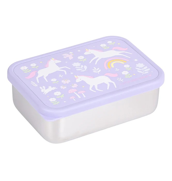 imgi_92_LBSSUD54-LR-2-Stainless-steel-lunch-box-Unicorn-dreams Fiambrera para alimentos acero unicornios - A little Lovely Company - Imagen 1
