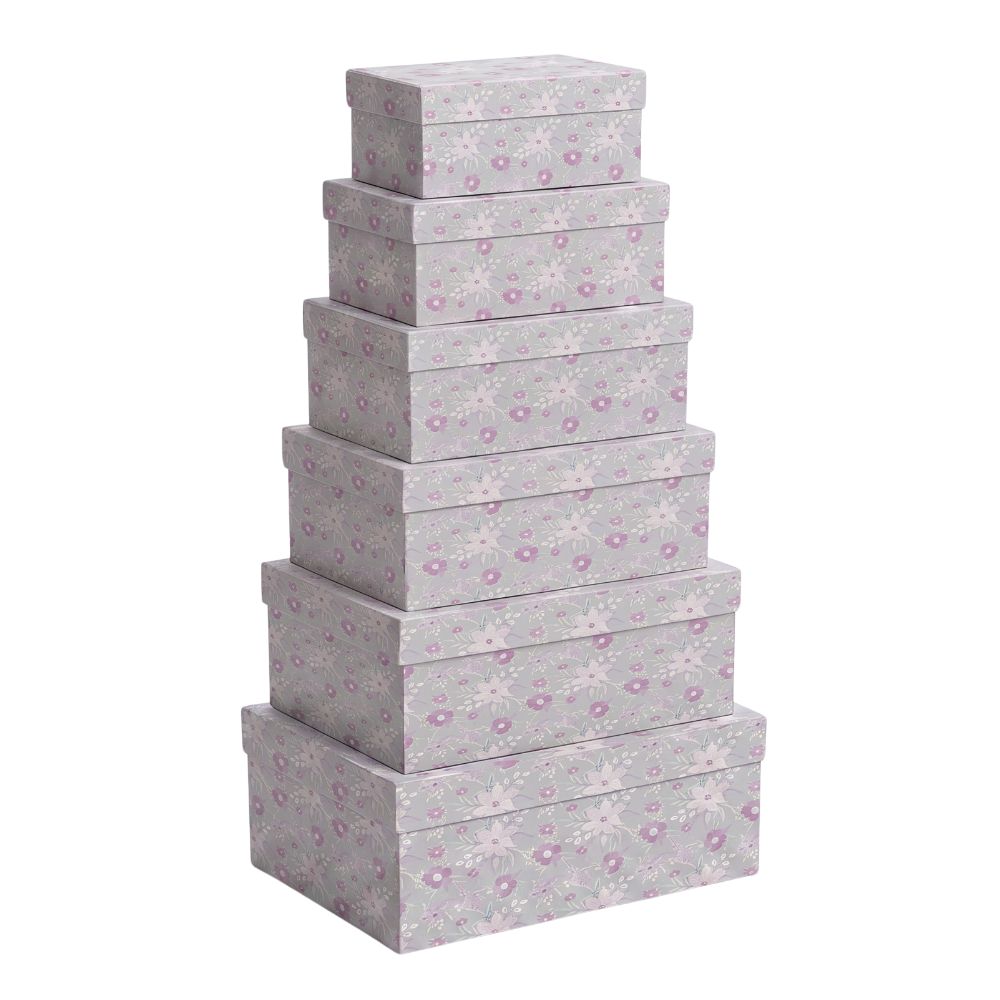 1 Pack de 6 Cajas de Cartón para Almacenaje Flores Lila - Imagen 1