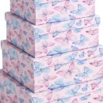 Pack de 6 Cajas de Cartón para Almacenaje Butterflies Azul - Imagen 6
