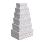 Pack de 6 Cajas de Cartón para Almacenaje Unicornios Azulado