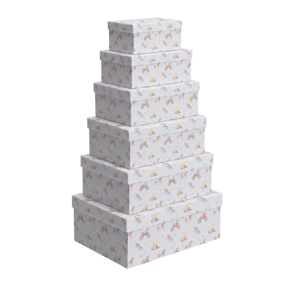13 Pack de 6 Cajas de Cartón para Almacenaje Unicornios Azulado - Imagen 1