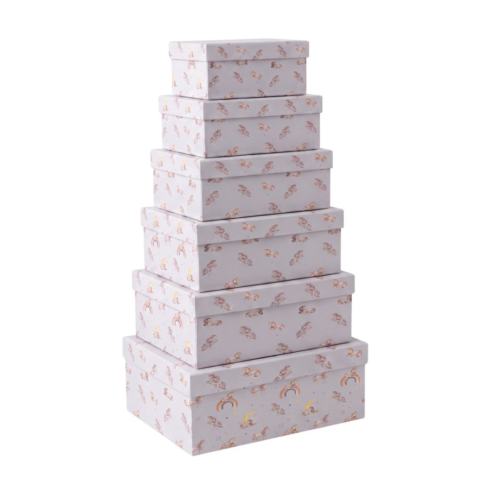 16 Pack de 6 Cajas de Cartón para Almacenaje Unicornios Rosado - Imagen 1