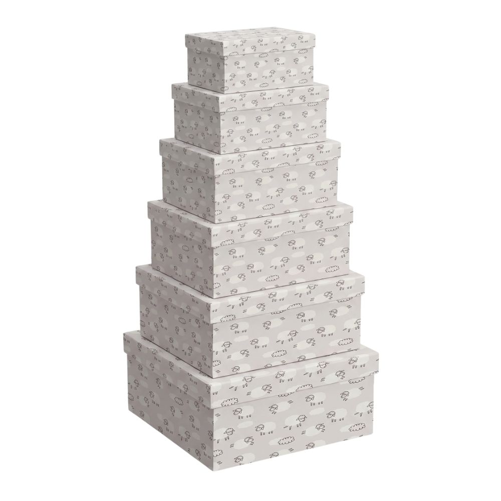 19 Pack de 6 Cajas de Cartón para Almacenaje Ovejitas Gris - Imagen 1