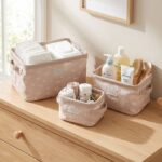 Pack de 3 cestas de almacenaje Rosa con flores