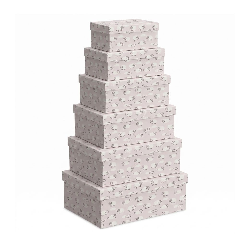 22 Pack de 6 Cajas de Cartón para Almacenaje Ovejitas Rosado - Imagen 1