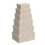 Pack de 6 Cajas de Cartón para Almacenaje Safari Beige