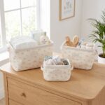 Pack de 3 cestas de almacenaje Blanco con flores