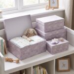 Pack de 6 Cajas de Cartón para Almacenaje Flores Lila - Imagen 3