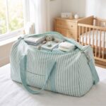 Bolsa maternal  con rayas Verde Agua